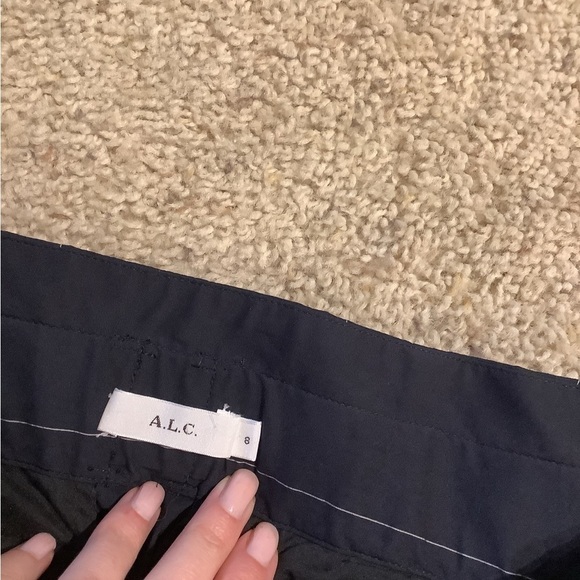 A.L.C. Women’s Adam Pinstripe Cargo Belted Pants Black Size 8 Tapered High Rise - Picture 5 of 8